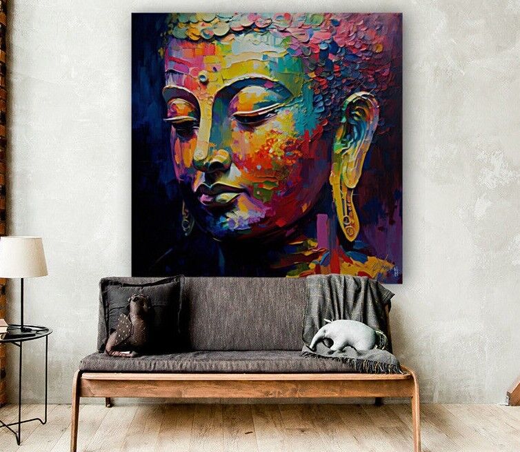 Canvas Print Abstract Buddha Colourful Unique Deep Framed Artwork