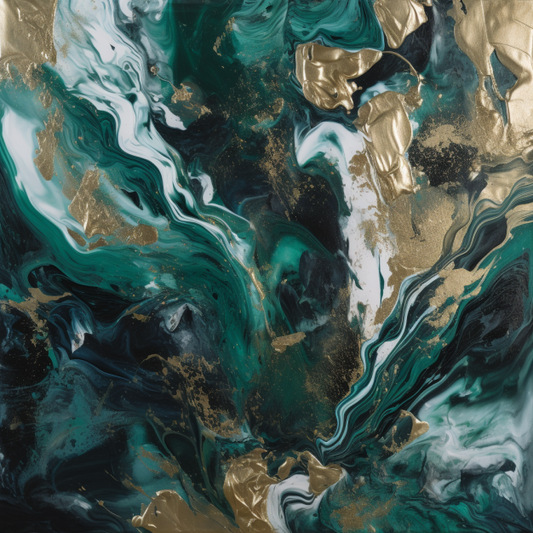 Green Marble Effect Abstract Oil Painting Luxury Canvas Wall Art Picture Print