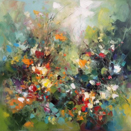 Botanical Abstract Oil Painting Luxury Canvas Wall Art Picture Print Colourful