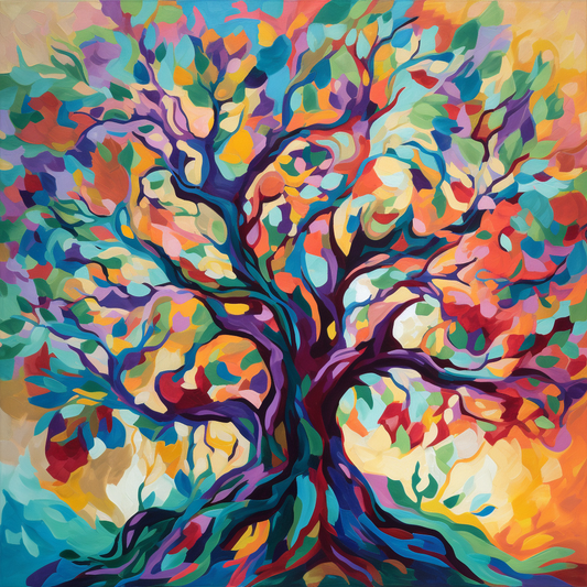 Tree Of Life Colourful Fauvism Art Luxury Canvas Wall Picture Print Colourful