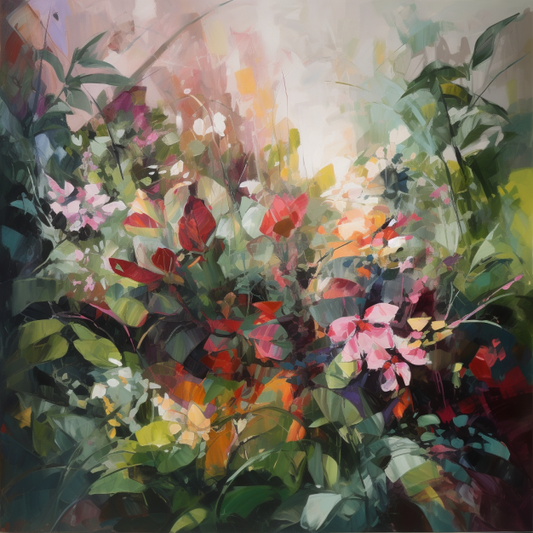 Botanical Abstract Oil Painting Luxury Canvas Wall Art Picture Print Colourful