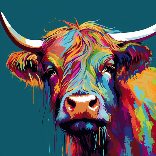 Canvas Print Highland Cow Pop Art Unique Deep Framed Artwork