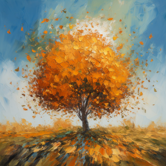 The Autumn Tree Colourful Oil Art Luxury Canvas Wall Picture Print Colourful