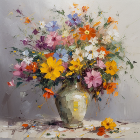 Vase of Flowers Oil Painting Luxury Canvas Wall Art Picture Print Colourful
