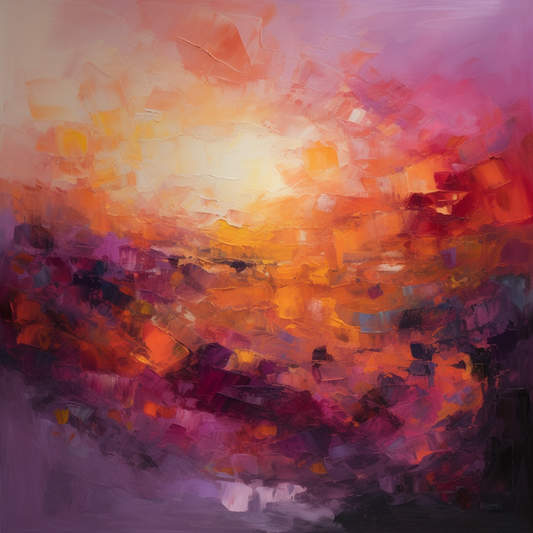 Abstract Sunrise Oil Painting Luxury Canvas Wall Art Picture Print Colourful