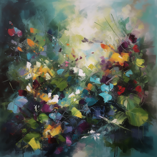Botanical Abstract Oil Painting Luxury Canvas Wall Art Picture Print Colourful