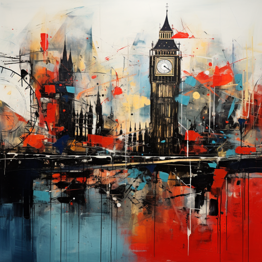 Big Ben Abstract Oil London Luxury Canvas Wall Art Picture Print Colourful