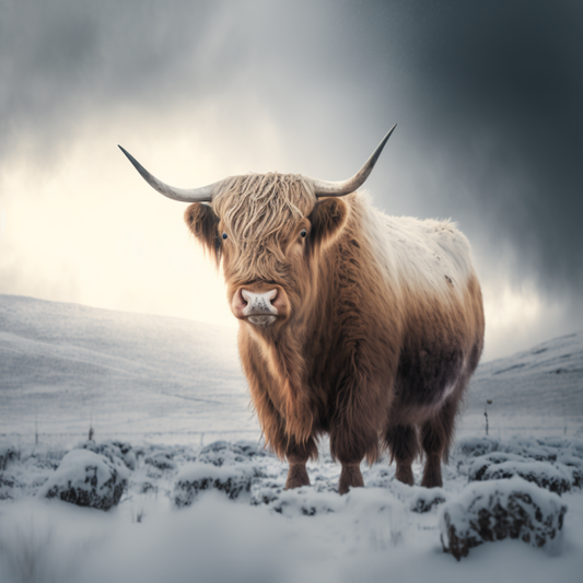 Canvas Print Highland Cow In Snow Background Unique Deep Framed Artwork