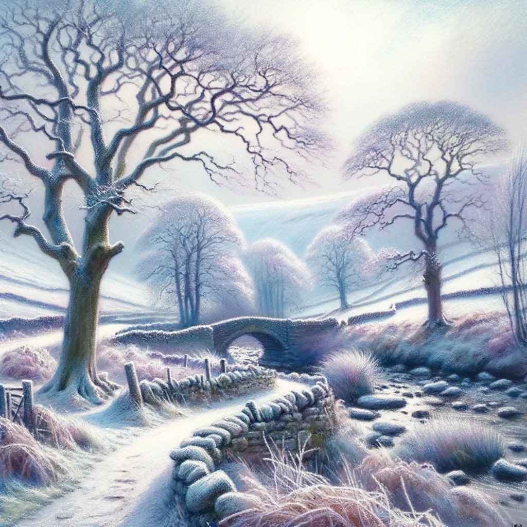 Yorkshire Dales Winter Pastel Art Luxury Canvas Wall Picture Print Colourful