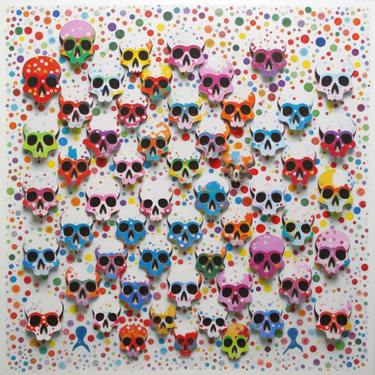 Abstract Modern Art Skulls Painted Luxury Canvas Wall Art Print Colourful