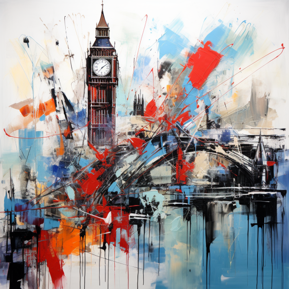 Big Ben Abstract Oil London Luxury Canvas Wall Art Picture Print Colourful