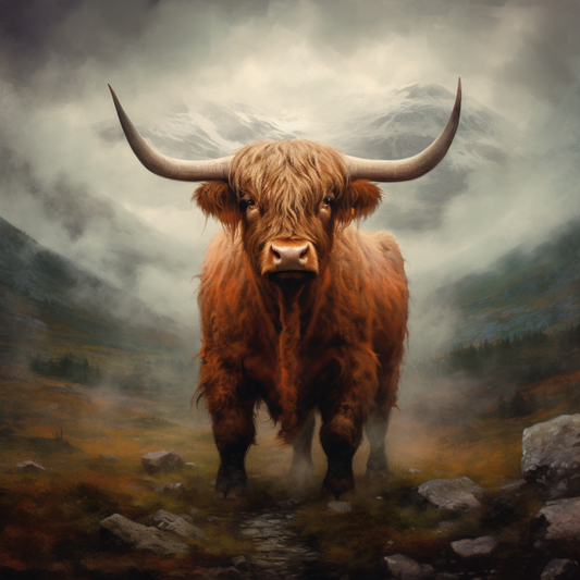 Canvas Print Highland Cow Abstract Oil Painting Unique Deep Framed Artwork