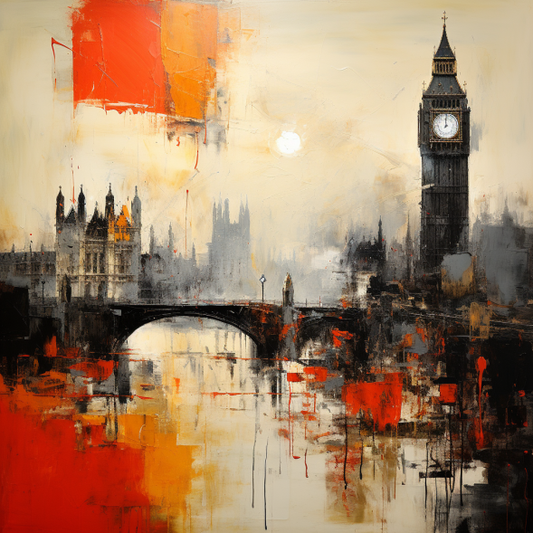 Big Ben Abstract Oil London Luxury Canvas Wall Art Picture Print Colourful