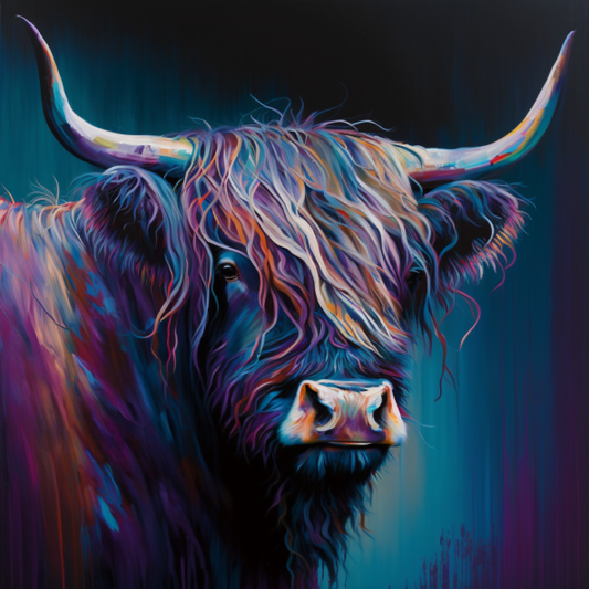 Canvas Print Highland Cow Abstract Oil Painting Unique Deep Framed Artwork