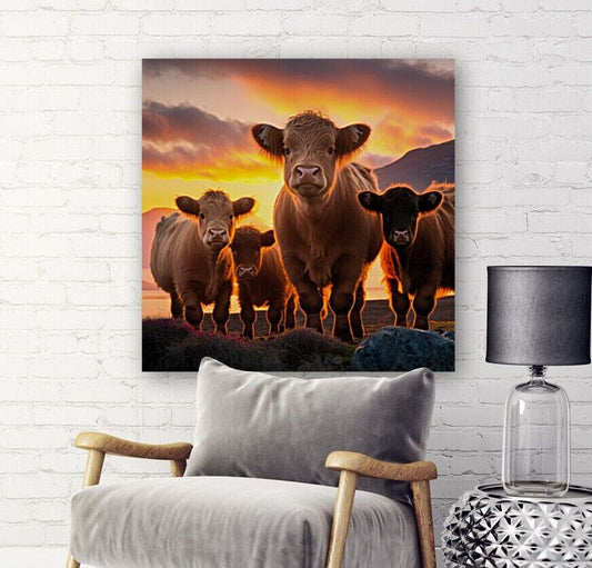Canvas Print Highland Cow Calf's Unique Deep Framed Artwork