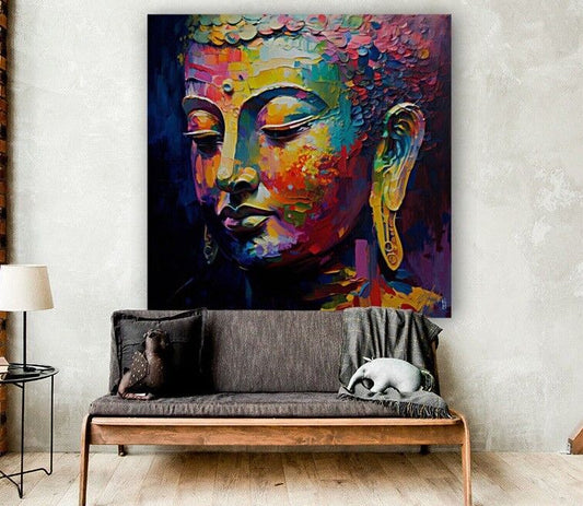 Canvas Print Abstract Buddha Colourful Unique Deep Framed Artwork