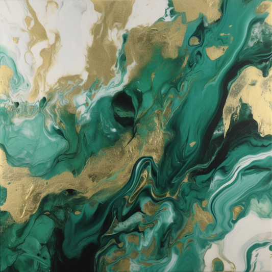 Green Marble Effect Abstract Oil Painting Luxury Canvas Wall Art Picture Print