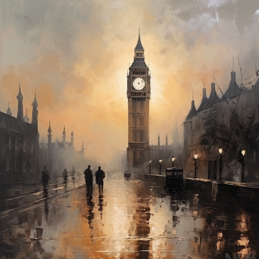 Big Ben Oil Painting London Dark Luxury Canvas Wall Art Picture Print Colourful