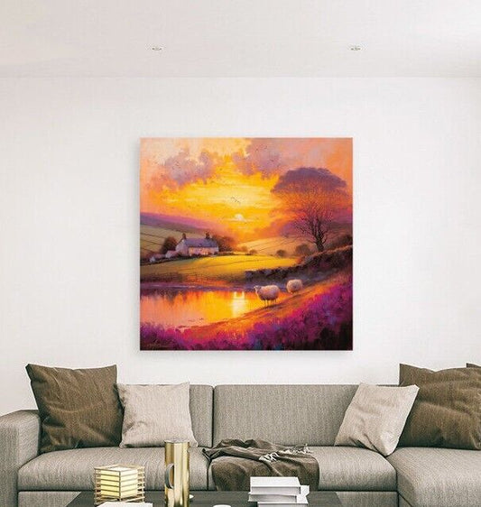 Canvas Print English Country Side Sheep Unique Deep Framed Artwork