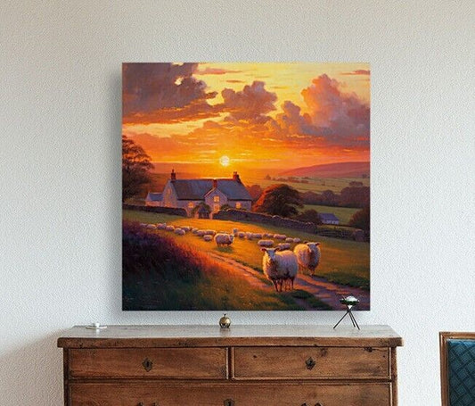 Canvas Print English Country Side Sheep Unique Deep Framed Artwork
