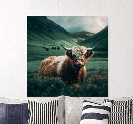 Canvas Print Highland Cow Bull Unique Deep Framed