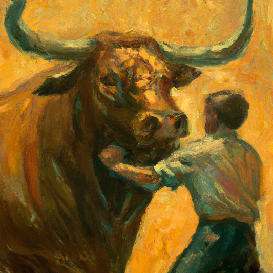 Canvas Print Boy With Bull Deep Framed