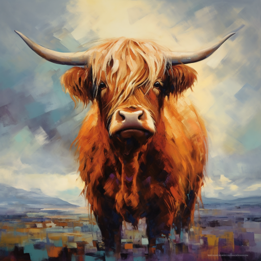 Canvas Print Highland Cow Abstract Oil Painting Unique Deep Framed Artwork