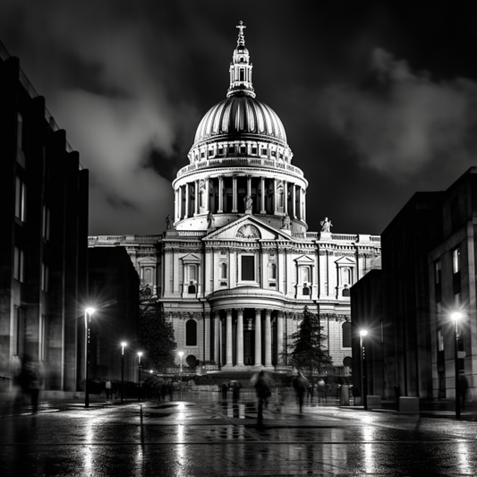 St Pauls Black and White London Canvas Wall Art Picture Print Colourful