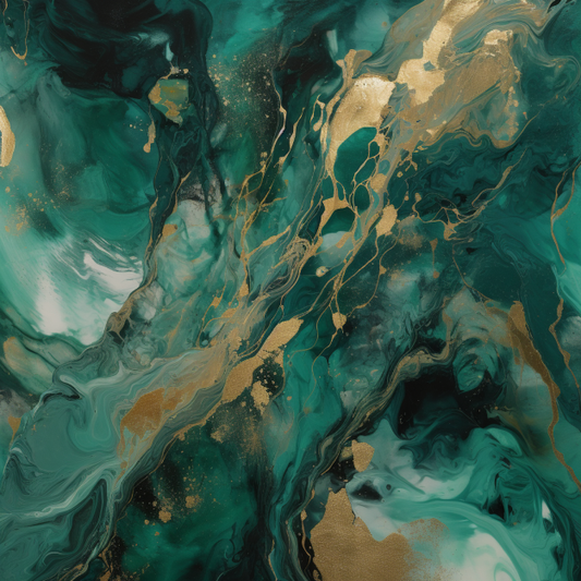 Green Marble Effect Abstract Oil Painting Luxury Canvas Wall Art Picture Print